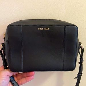 Cole Haan shoulder purse! Black with gold accents.